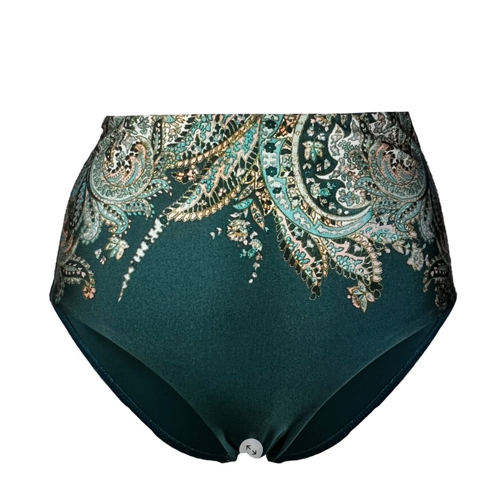 Zimmerman Green & Paisley Print High Waist Bikini Bottoms Size 0 Or Xs